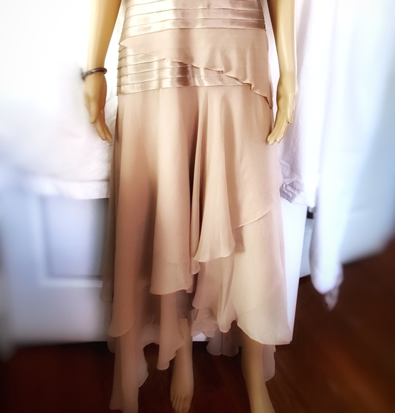 BCBG MAXAZRIA HLTER SILK CHIFFON LAYERED DRESS - Picture 4 of 8
